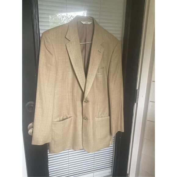 Versini 100% Silk Sport Coat Blazer Jacket Men’s 39 Long Beige/ Tan/ Woven - Picture 6 of 9